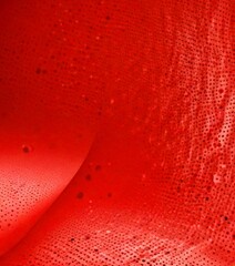 Poster - a close-up view red fabric with a textured surface, featuring a pattern of small holes or dots that create a sense of depth and dimensionality