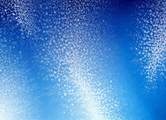 Poster - a close-up view blue background with numerous small white dots scattered throughout, resembling snowflakes or water droplets