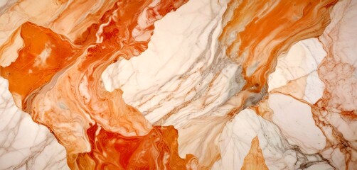 Poster - a close-up view marble surface with a swirling pattern of orange, white, and gray hues