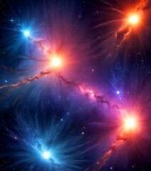 Poster - a cosmic scene with a vibrant nebula, featuring a mix of blue, orange, and purple hues, as well as a bright starburst in the center