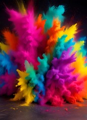 Aufkleber - A vibrant explosion of colorful powder fills the frame, creating a dynamic and visually striking scene