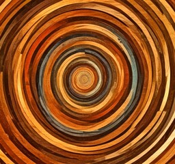 Poster - a spiral pattern composed of wooden planks in various shades of brown, beige, and gray, creating a visually captivating and abstract design