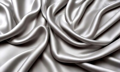 Aufkleber - a close-up view crumpled, flowing white fabric, possibly silk or satin, with a smooth, shiny texture