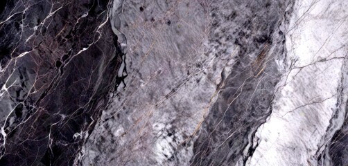Poster - a close-up view marble surface with a textured, dark gray and white marble pattern