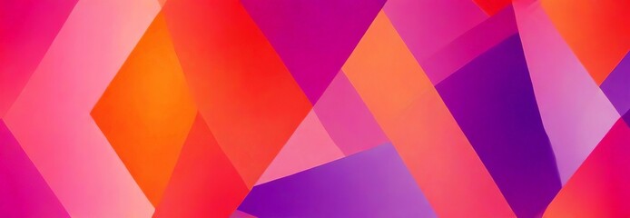 Aufkleber - a vibrant abstract composition of overlapping geometric shapes in various shades of pink, orange, purple, and blue, creating a dynamic and visually striking pattern