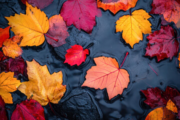 Wall Mural - autumn maple leaves on the ground