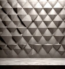 Aufkleber - A geometric pattern of overlapping triangular shapes creates a visually striking and textured wall