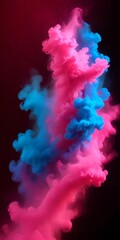 Poster - a swirling pattern of pink and blue smoke or vapor against a dark background, creating a dynamic and visually striking effect