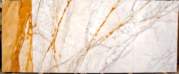 Aufkleber - A large, rectangular marble surface with a striking pattern of white and gold marble veins
