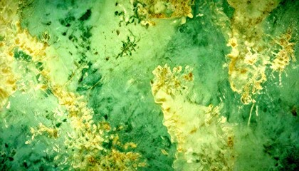 Poster - a close-up view textured surface with a greenish-blue hue, featuring a pattern of small, irregularly shaped white and brown elements