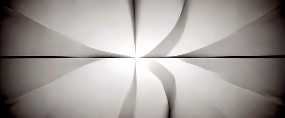Leinwandbilder - a white abstract background with a radial pattern of curved lines and a central point, creating a sense of depth and movement