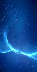 Fototapete - a captivating scene swirling, ethereal blue wave against a dark blue backdrop, with a scattering of small white dots throughout the