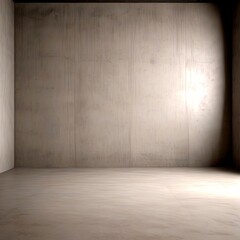 Fototapete - An empty room with a concrete wall and a concrete floor, illuminated by a single light source on the right side