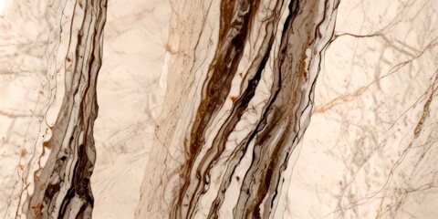 Poster - a close-up view marble surface with a striking pattern of swirling lines and swirls in shades of gray, white, and brown