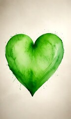 Aufkleber - A watercolor painting green heart with splashes of color around it