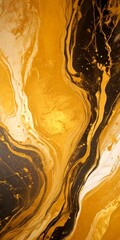 Fototapete - a striking abstract pattern with swirling lines and splashes of gold and black paint, creating a dynamic and visually captivating composition