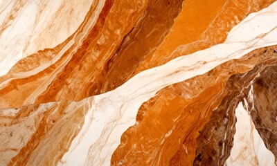 Poster - a close-up view marble surface with a textured, multicolored pattern The marble exhibits a range of warm colors, including shades of brown, beige, and white, with