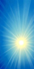 Aufkleber - A radiant sun shines brightly from the center, radiating outwards in a circular pattern against a clear blue sky