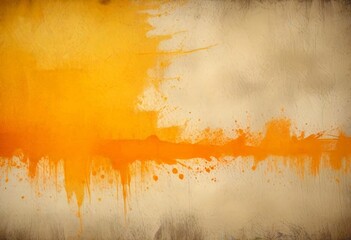 Poster - Abstract background with splashes of orange and white paint, creating a dynamic and textured appearance