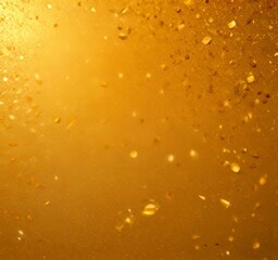 Fototapete - a close-up view golden-colored liquid, possibly a syrup or sauce, with small particles or specks scattered throughout, creating a textured and reflective surface
