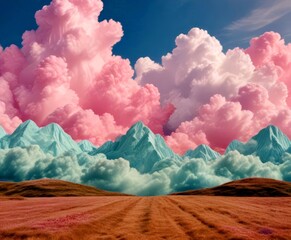 Aufkleber - Pink and Blue Clouds and Mountains