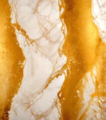Fototapete - a close-up view marble surface with a striking pattern of gold and white swirls and lines