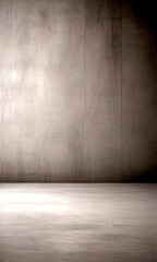 Poster - A simple, minimalist concrete wall with a flat, empty floor in the foreground