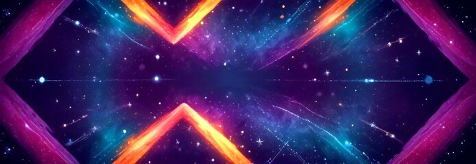 Leinwandbilder - a digital illustration starry night sky, featuring a vibrant array of stars and celestial bodies The background is a deep purple, with a gradient