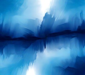 Aufkleber - an abstract painting featuring a blue and white color palette, with brushstrokes that create a sense of movement and depth The painting is titled 