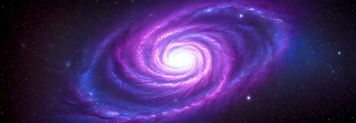Aufkleber - a spiral galaxy with a bright central core surrounded by swirling arms of purple and blue hues, set against a dark background filled with stars
