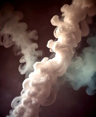 Poster - a dark, moody scene with swirling, billowing smoke or vapor in various shades of white, gray, and blue, creating an abstract and ethereal visual effect