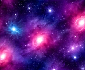 Aufkleber - a captivating cosmic scene, featuring a vibrant display of swirling nebulae in shades of purple, blue, and pink, with numerous stars scattered throughout