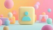 © ShinneProject - Colorful 3D icons of people on a pastel background, symbolizing social media, communication, and community.