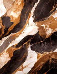 Aufkleber - a close-up view marble surface with a striking pattern of swirling lines and swirls in various shades of brown, black, and white