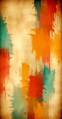 Poster - a vibrant abstract painting with splashes of red, orange, yellow, and blue paint, creating a dynamic and energetic composition