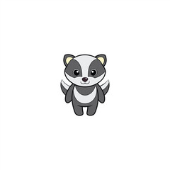 Wall Mural - Vector illustration of raccoon cartoon waving hand, isolated on white
