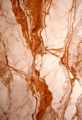 Poster - a close-up view marble surface with a swirling pattern of light and dark brown hues, creating a sense of movement and texture