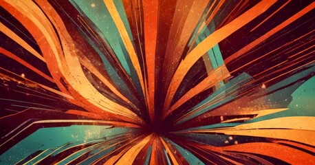 Fototapete - a vibrant abstract composition with a central explosion of colorful lines radiating outwards, creating a dynamic and energetic visual effect
