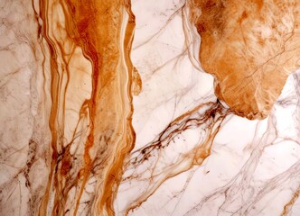 Fototapete - a close-up view marble surface with a textured, marbled pattern of light and dark brown hues