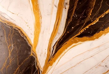 Fototapete - a close-up view marble surface with a striking pattern of dark and light marble swirls and lines, creating a sense of movement and depth