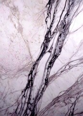 Poster - a close-up view marble surface with a textured, white marble pattern The marble exhibits a natural, flowing design with a mix of dark and light gray hues, creating a