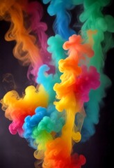Poster - Vibrant smoke swirls and swirls, creating a mesmerizing abstract pattern against a dark background