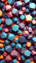 Leinwandbilder - a vibrant and abstract arrangement of geometric shapes, predominantly in shades of blue, pink, orange, and purple, creating a visually striking and