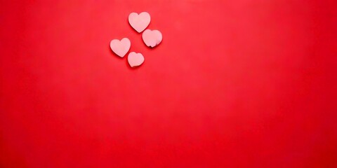 Aufkleber - Four white paper hearts are scattered randomly on a pink background