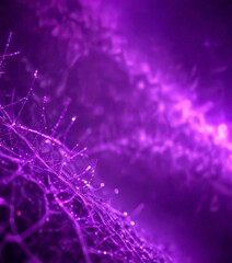Fototapete - a close-up view delicate, intricate web of water droplets on a dark purple background The droplets are scattered throughout the web, creating a sense of depth