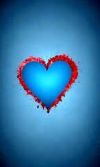 Aufkleber - A blue heart with red splatters is centered against a dark blue background