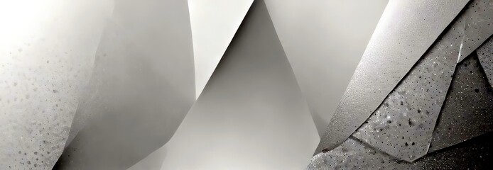 Leinwandbilder - Abstract geometric pattern with overlapping white and gray shapes, creating a sense of depth and movement