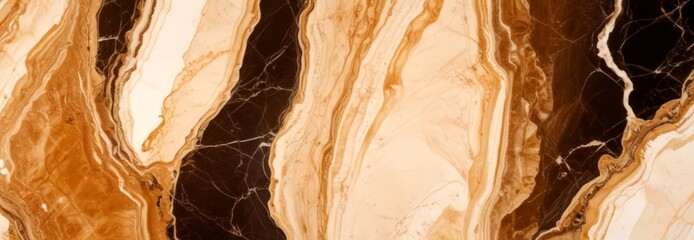 Fototapete - a close-up view marble surface with a marbled pattern of light and dark brown hues, creating a textured and visually appealing effect