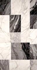 Aufkleber - a grid of square tiles with a marble-like pattern, featuring a mix of white, gray, and black marble textures