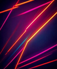 Fototapete - a vibrant abstract composition of intersecting neon lines in various shades of pink, orange, and blue, creating a dynamic and visually striking pattern against a dark background